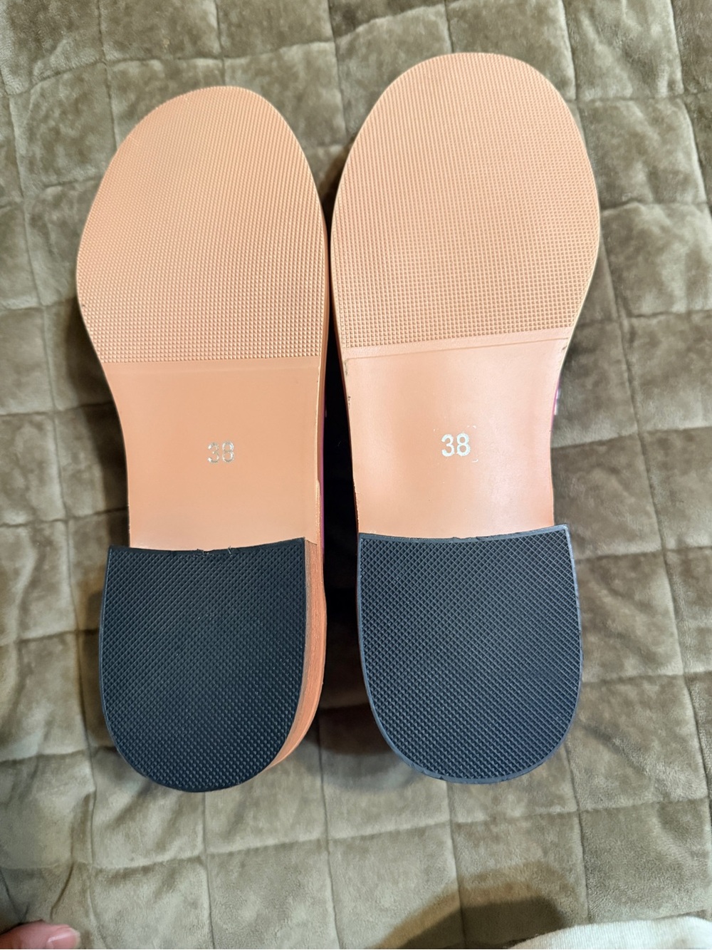 Colorblock Pink and Red Women's Loafers with Blue Accent - Picture 4 of 4